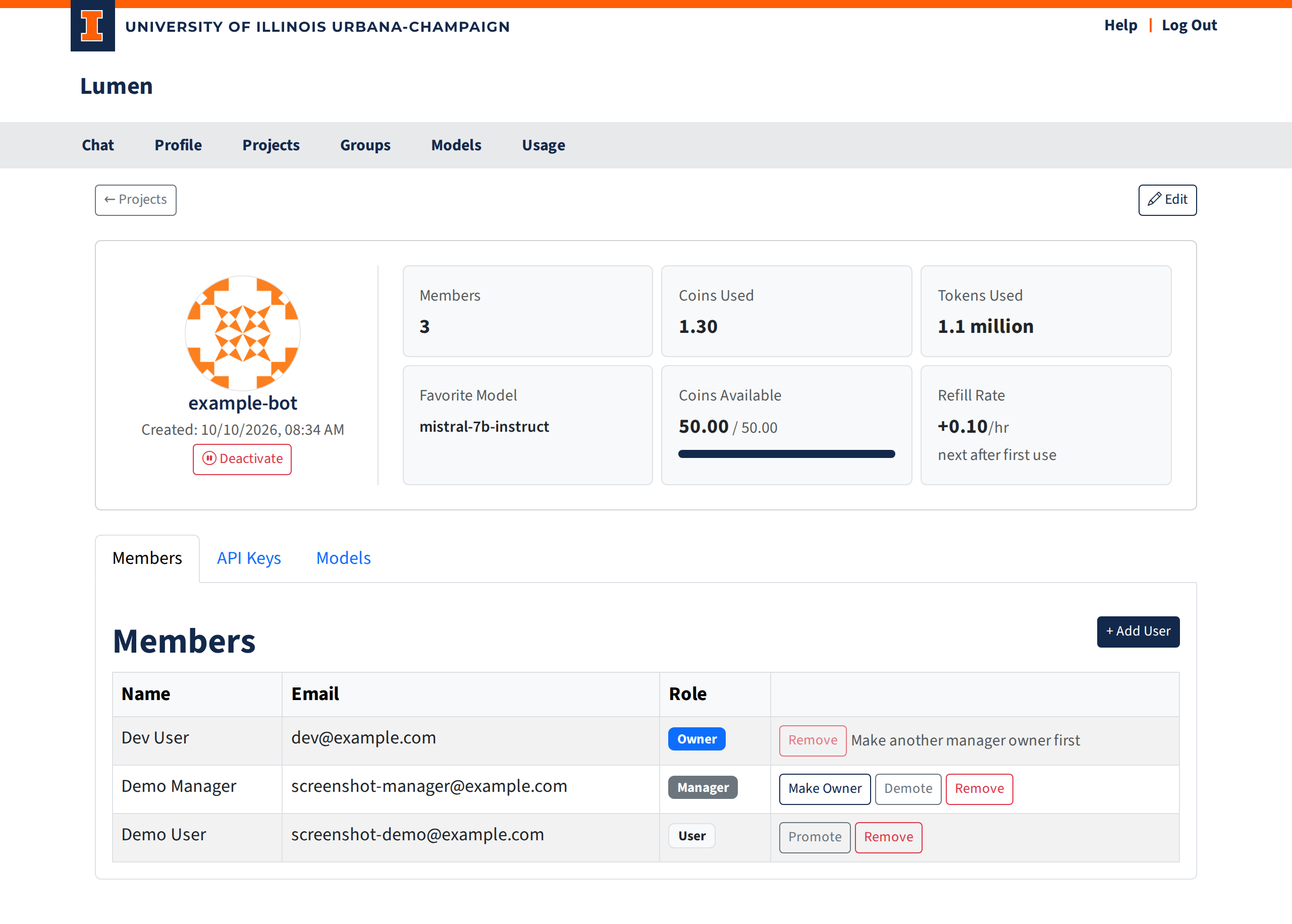 Project detail page